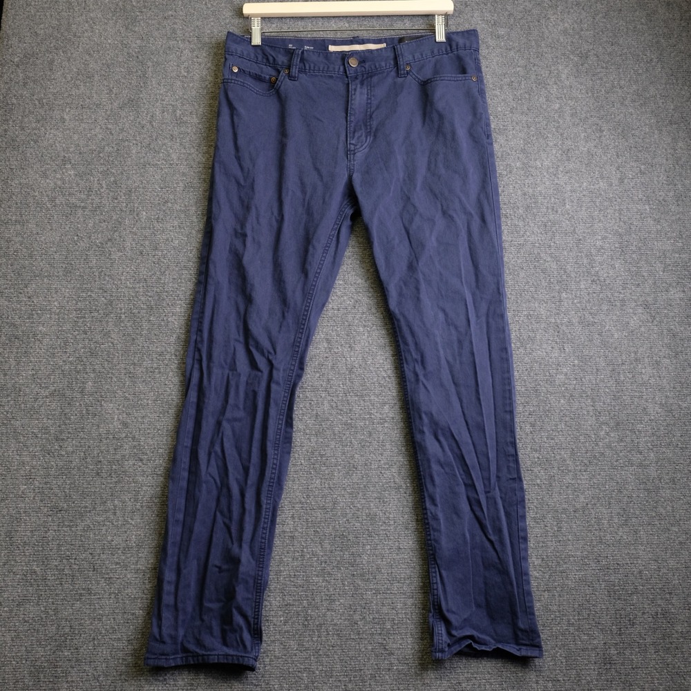 Banana Republic Pants Mens 33x30 Blue Slim Linen Blend Five Pocket Summer Beach